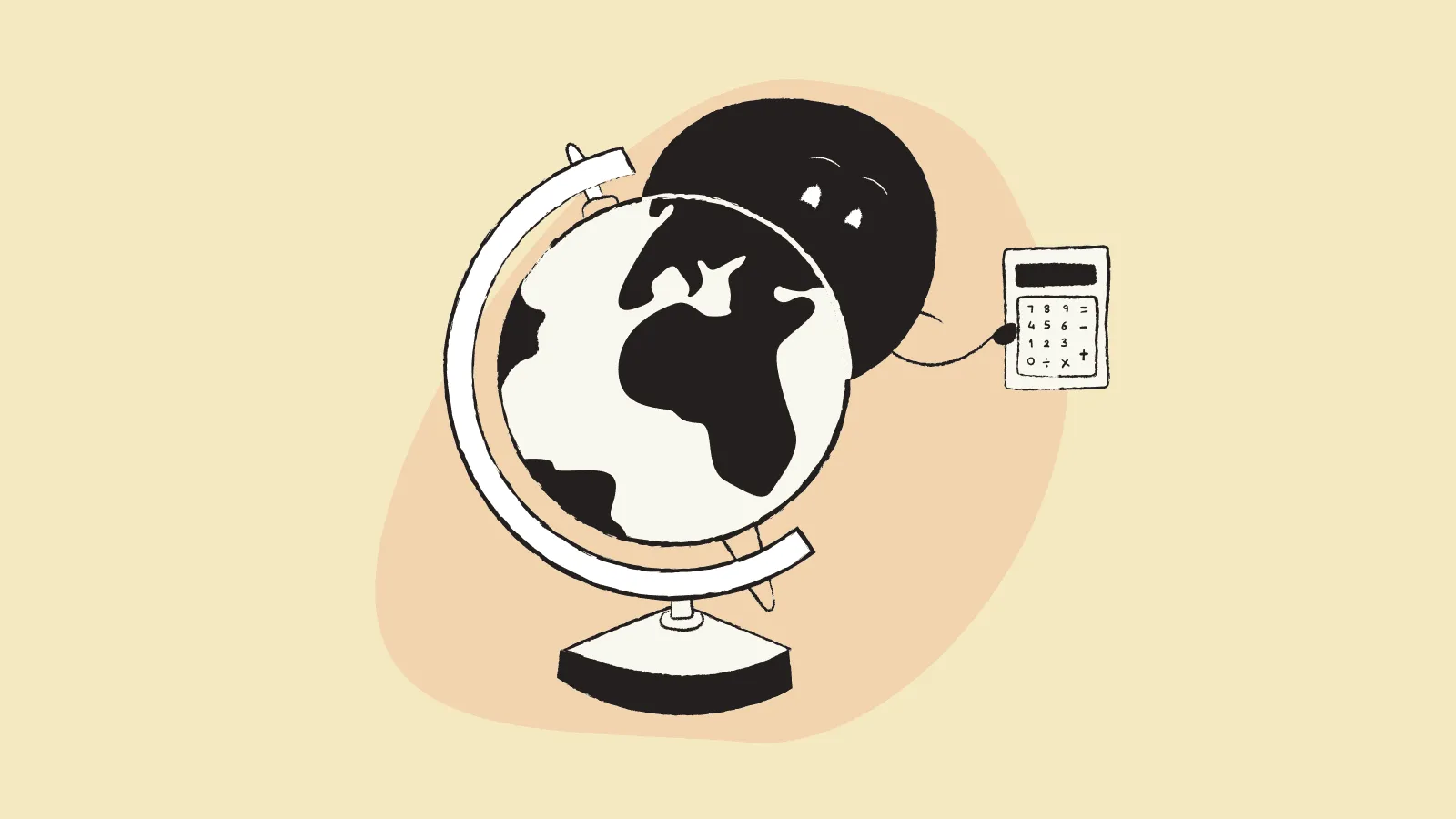 Illustration of Qoodle with a calculator