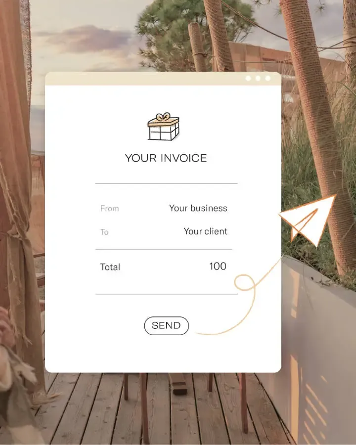 Illustration of an invoice with a send button.