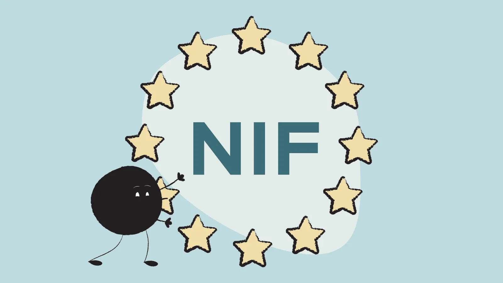 Conjunto de estrellas de la bandera de la Unión Europea rodeando las el acrónimo NIF