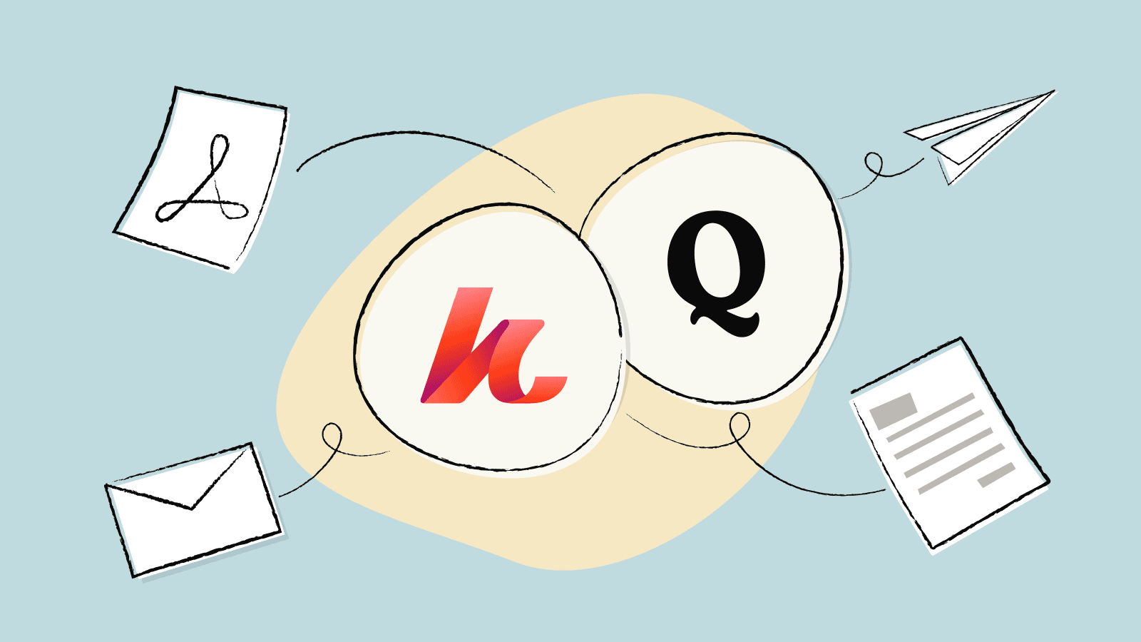A representation of the integration between Kajabi and Quaderno