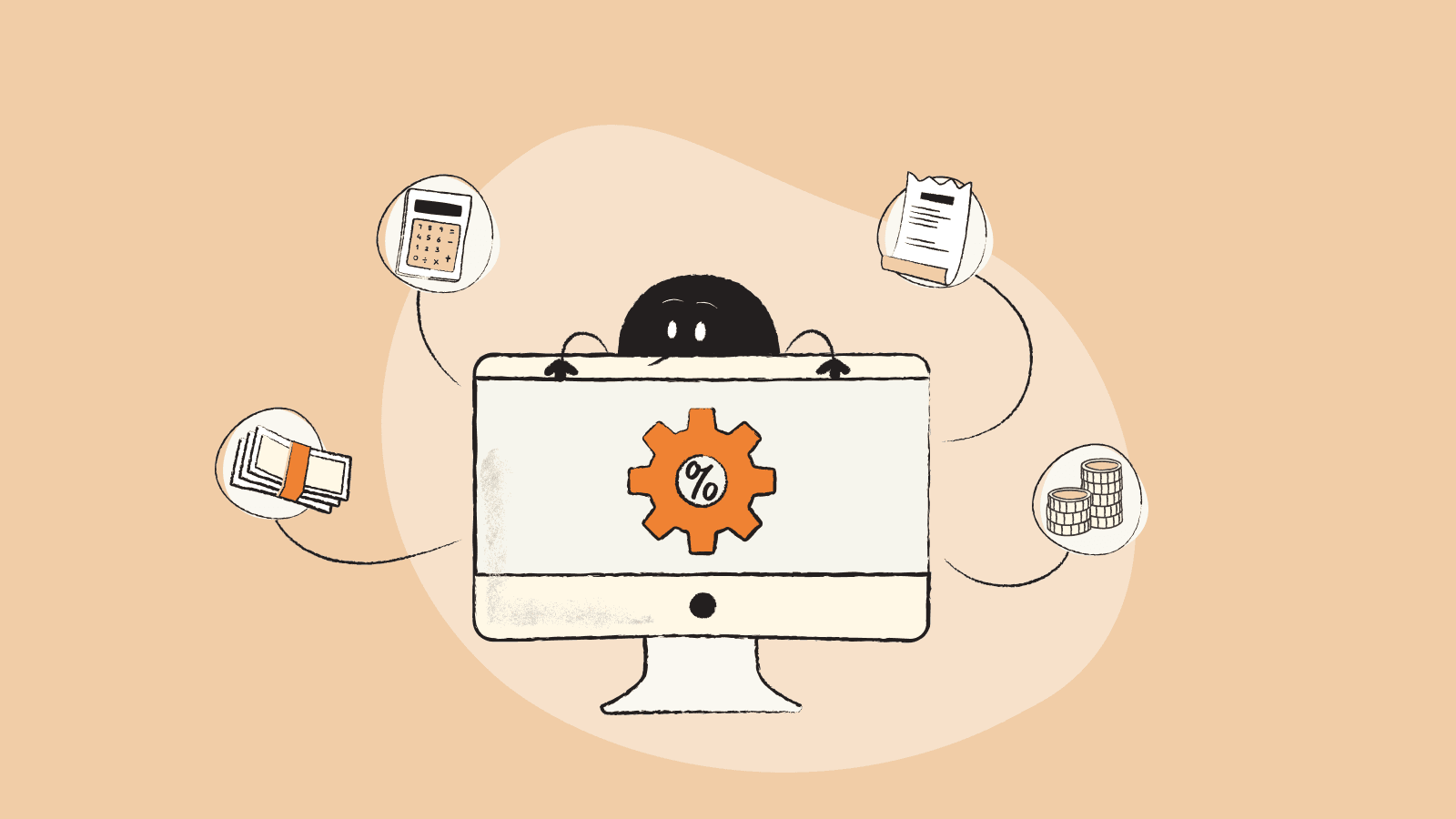 Illustration of a tax engine applying sales tax, VAT and GST rules to an online sale